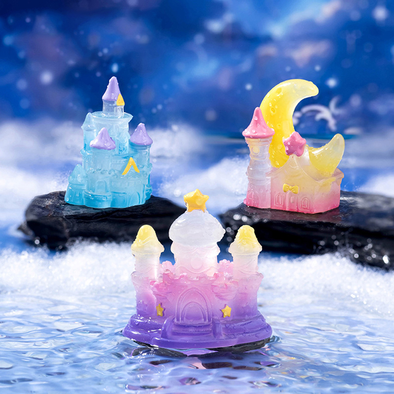 Home Decor Za - 1Pcs Luminous Mini Castle Micro Landscape