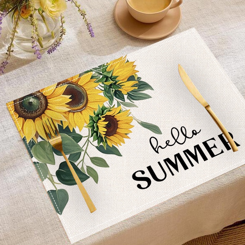 5PCS Spring Summer Floral Sunf - огляд і ціна Linen Table Runner