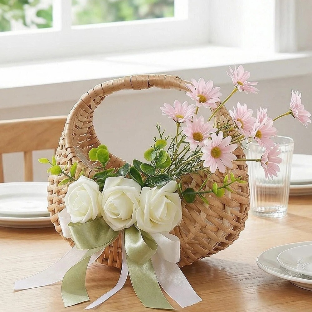 Rattan Flower Girl Basket with - огляд і ціна Rattan Plant Basket