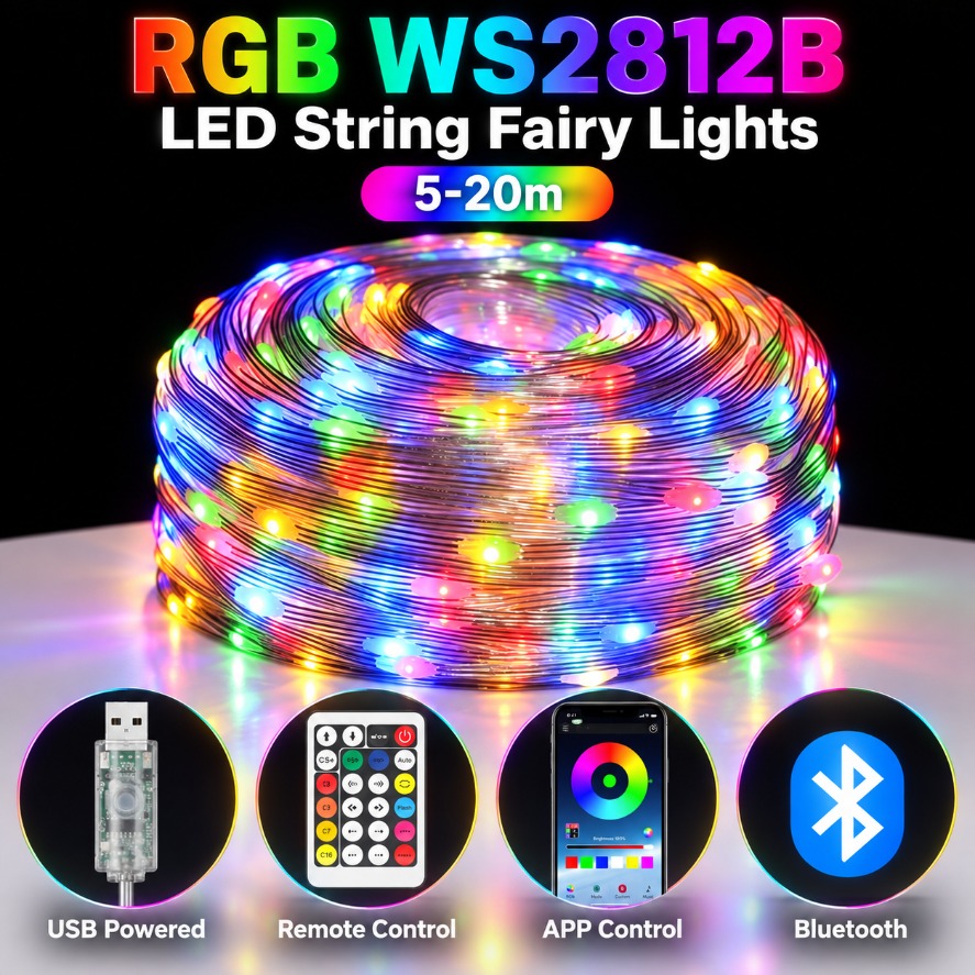 5-20m WS2812B RGB LED Fairy St - огляд і ціна Home Decor Free App